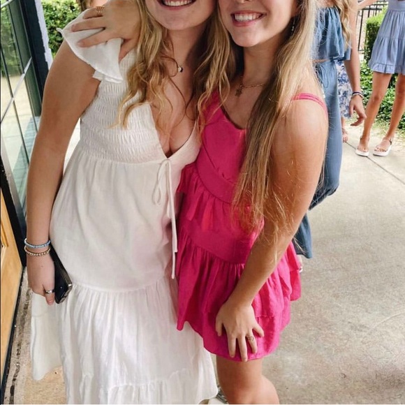 White sundress long, flowy (lined) medium - Picture 2 of 6